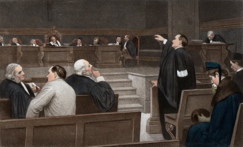 Argumentation i hovrätten (fotogravyr i färg) av European School