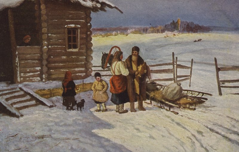 Lvov. Tilbage fra byen, 19th Century swed av Russian School