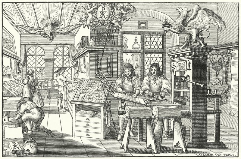 Skrivarverkstad av Abraham van Werdt