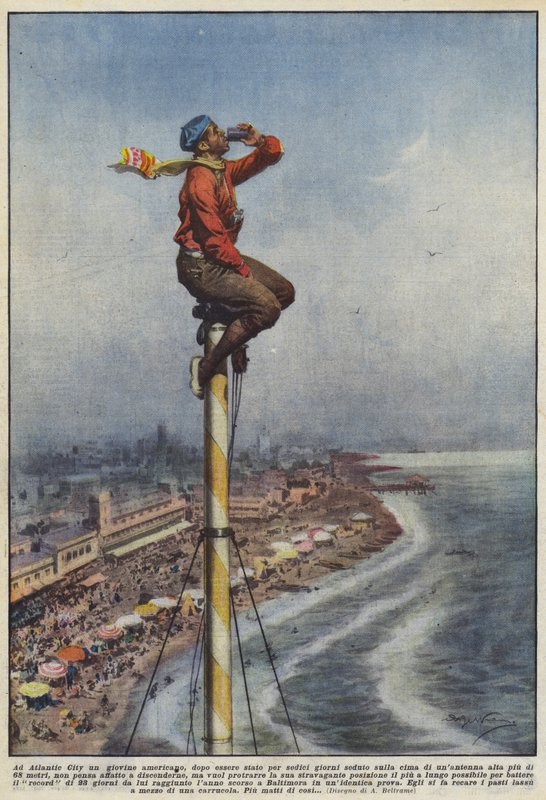 I Atlantic City, en ung amerikan, efter att ha suttit på toppen i sexton dagar? av Achille Beltrame