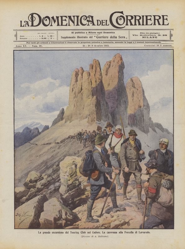 Den stora utflykten av Touring Club i Cadore, Karavanen till Forcella di Lavaredo av Achille Beltrame