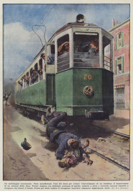 En exceptionell räddning (färg litho) av Achille Beltrame