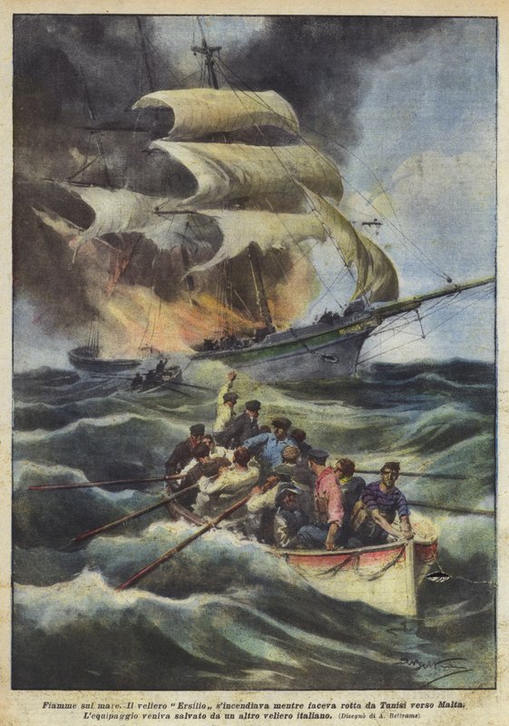 Lågor på havet av Achille Beltrame