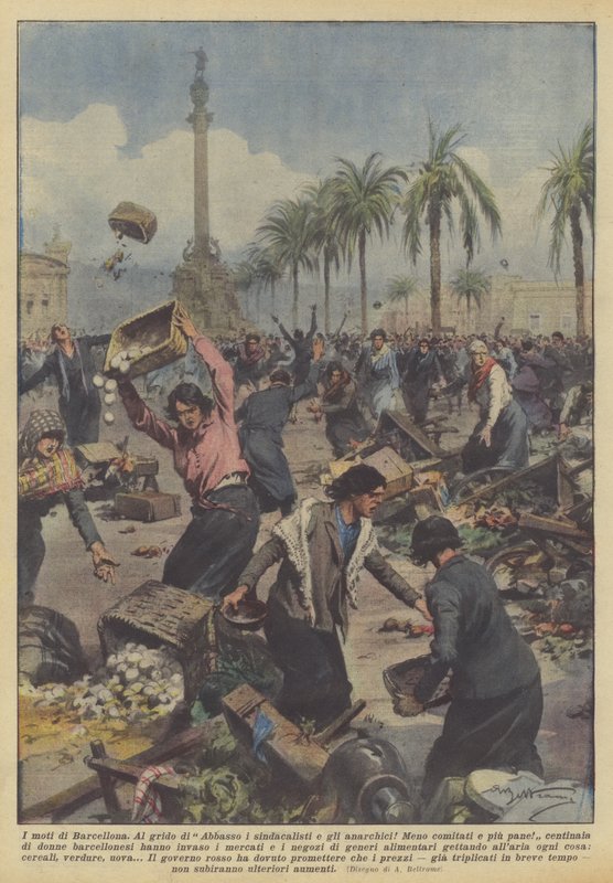 Kravallerna i Barcelona av Achille Beltrame