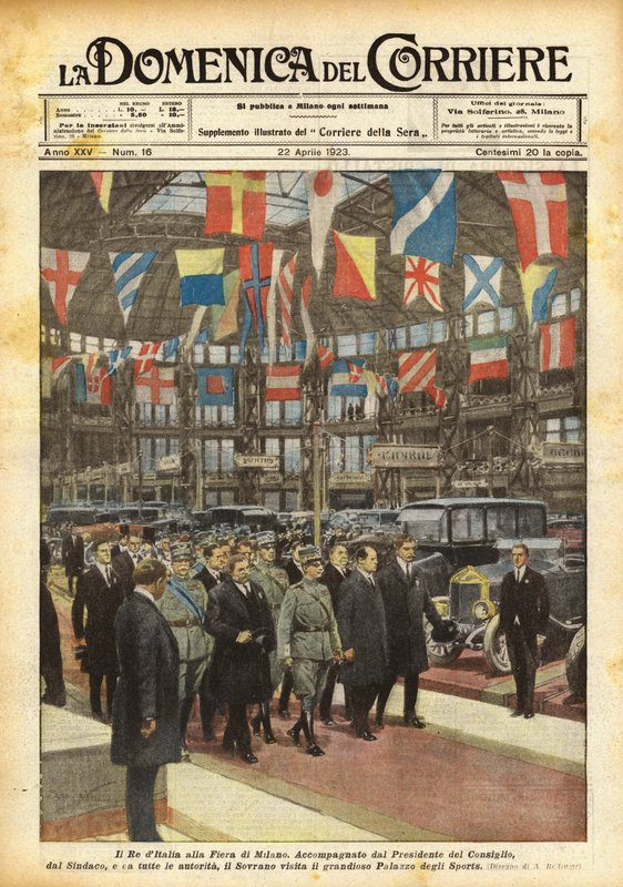 Kungen av Italien på Milanomässan av Achille Beltrame