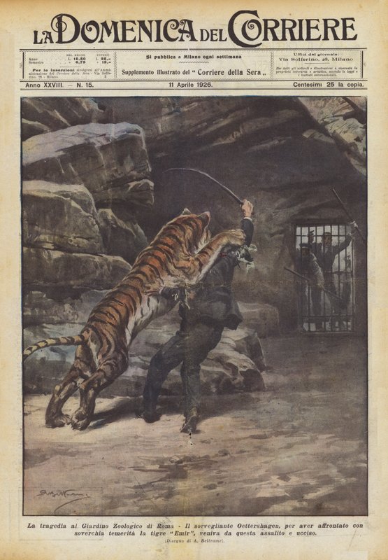 Tragedin i Roms zoologiska trädgård av Achille Beltrame