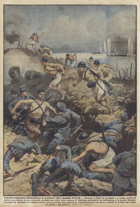 Ett originellt och djärvt infall på den nedre piave av Achille Beltrame