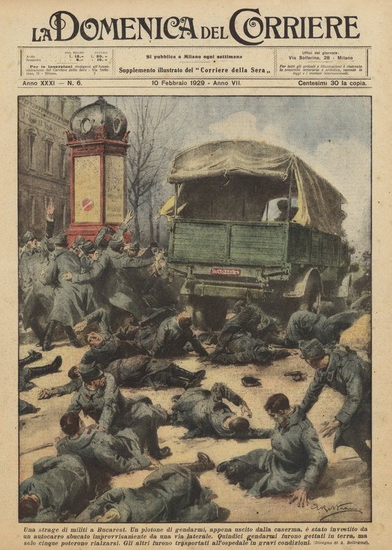 En massaker på soldater i Bukarest av Achille Beltrame