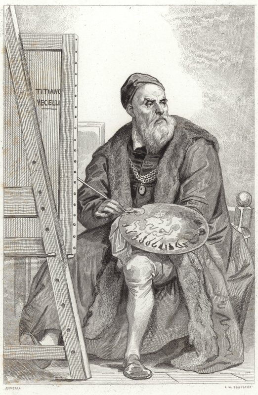 Porträtt av Tizian av Achille Devéria