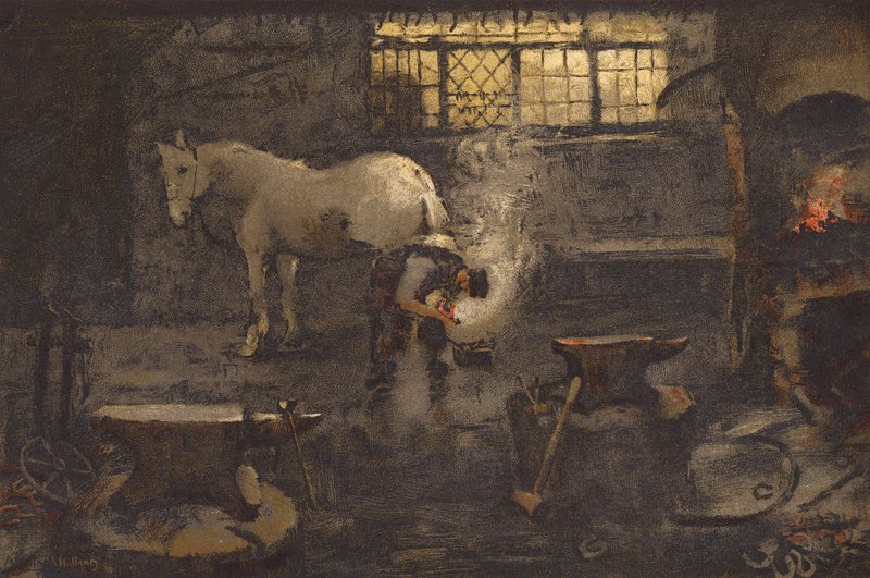 Our Village Blacksmith (chromolitho) av Ada Holland