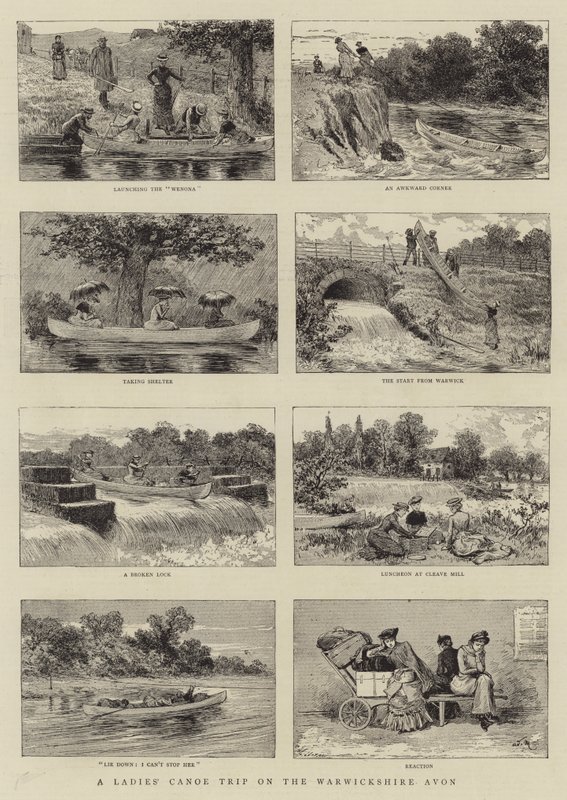 En kanottur för damer på Warwickshire Avon av Adrien Emmanuel Marie