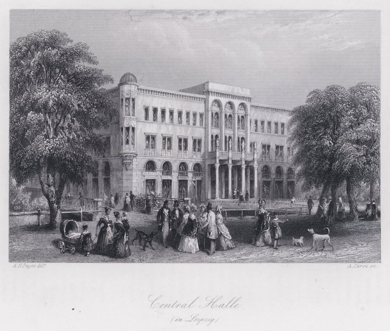 Central Halle, i Leipzig (gravyr) av Albert Henry Payne