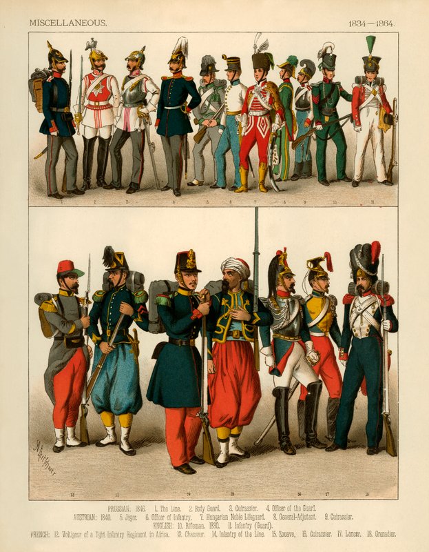 Diverse dräkter 1834-1864 av Albert Kretschmer