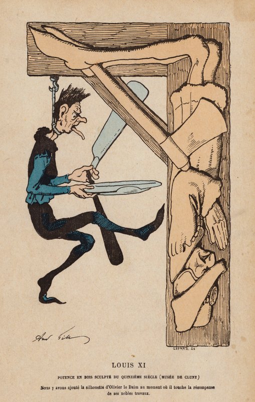 Ludvig XI, kung av Frankrike (kolorerad gravyr) av Albert Robida