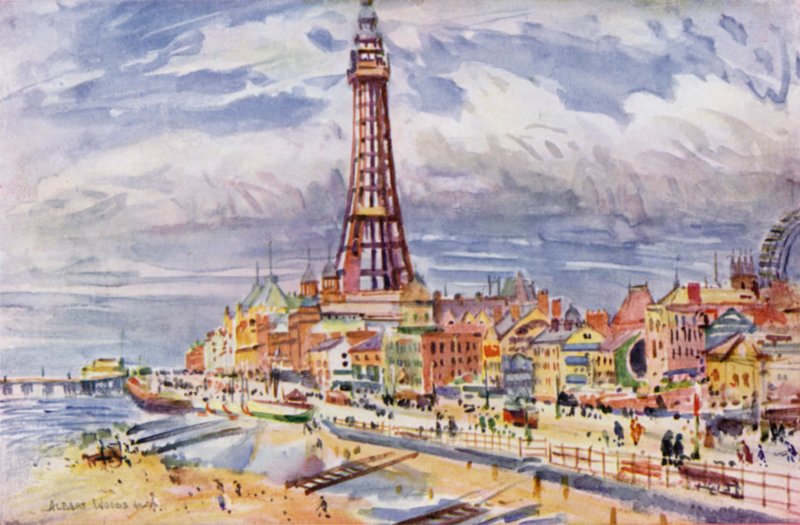 Blackpool (färg litho) av Albert Woods