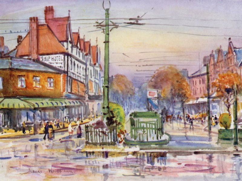 Lytham (färg litho) av Albert Woods