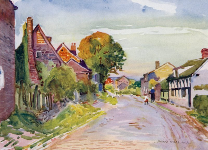 Mawdesley (färg litho) av Albert Woods
