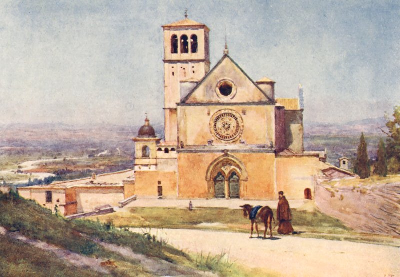 S Francesco, Assisi (färglitografi) av Alberto Pisa