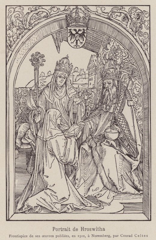 Hrotsvitha av Gandersheim av Albrecht (after) Durer or Duerer