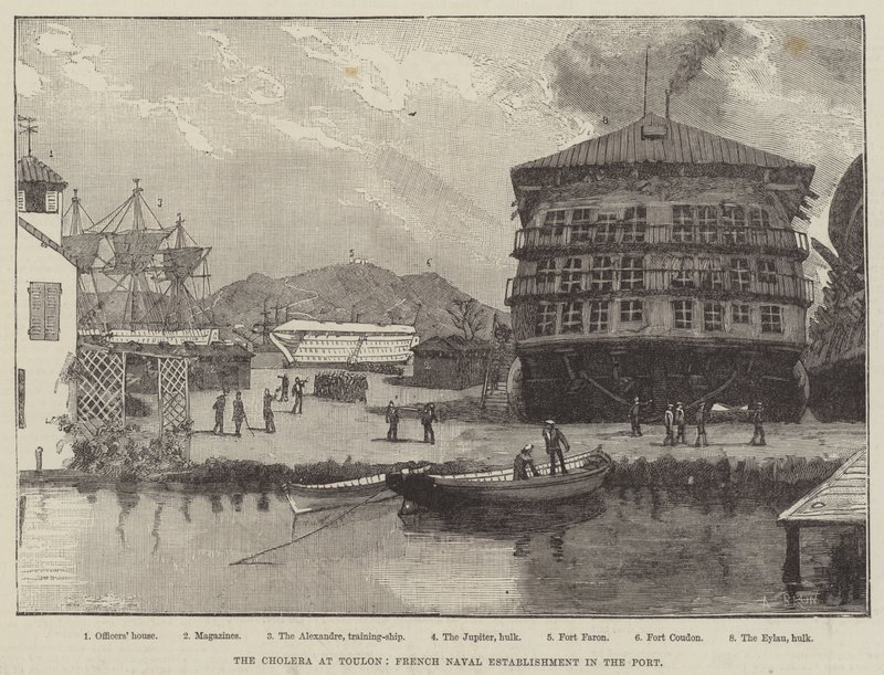 Koleran i Toulon, franska flottanläggningen i hamnen av Alexandre Brun