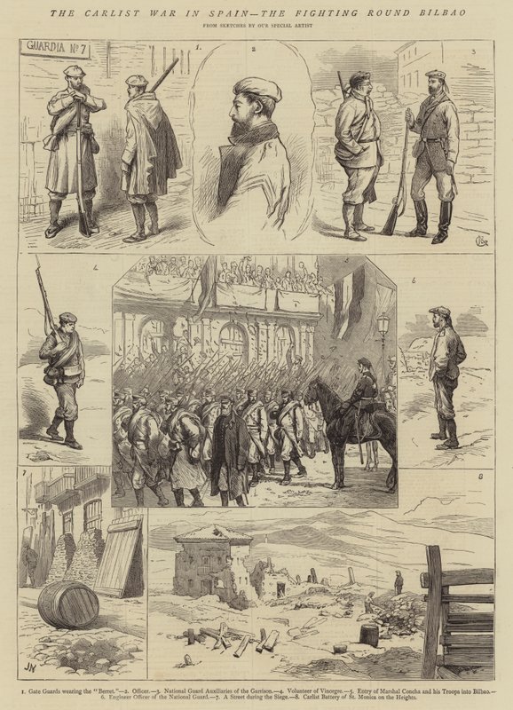 Carlistkriget i Spanien, stridsrundan i Bilbao av Alfred Chantrey Corbould