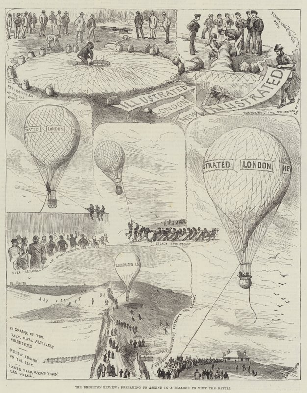 The Brighton Review, förbereder sig för att gå upp i en ballong för att se slaget av Alfred Courbould