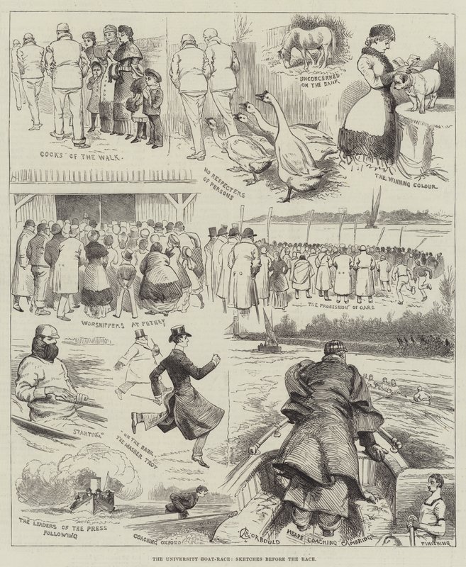 University Boat-Race, Skisser före racet av Alfred Courbould