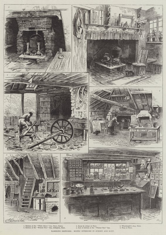 Rambling Sketches, rustika interiörer i Surrey och Kent av Alfred Robert Quinton