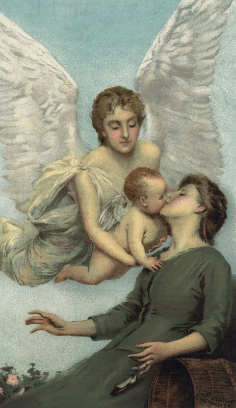 "En mammas dröm" (färg litho) av Alfred Edward (after) Emslie