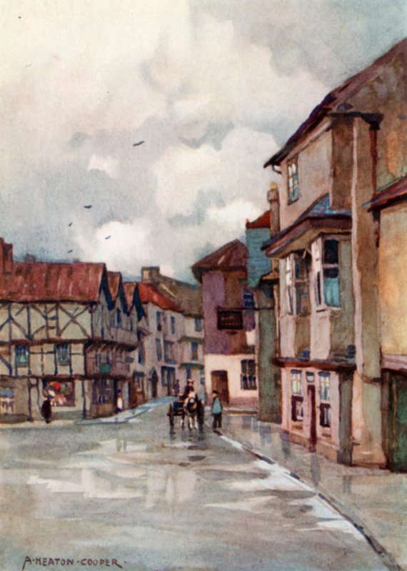 Axbridge (färg litho) av Alfred Heaton Cooper