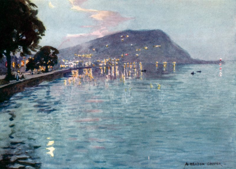 Minehead av Moonlight (färg litho) av Alfred Heaton Cooper