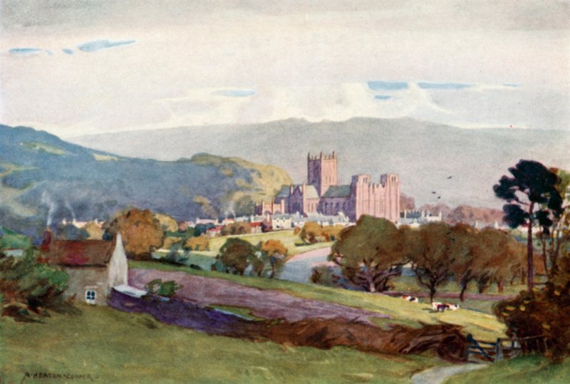 Wells, från Milton Hill (färg litho) av Alfred Heaton Cooper