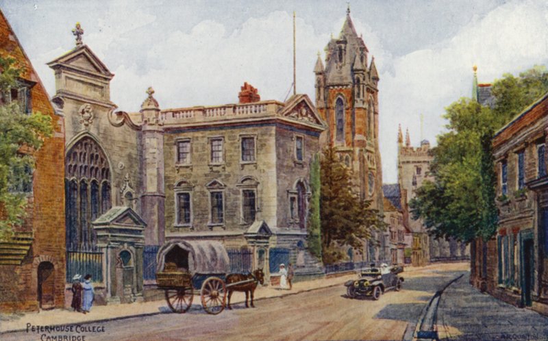 Cambridge: Peterhouse College (färg litho) av Alfred Robert Quinton