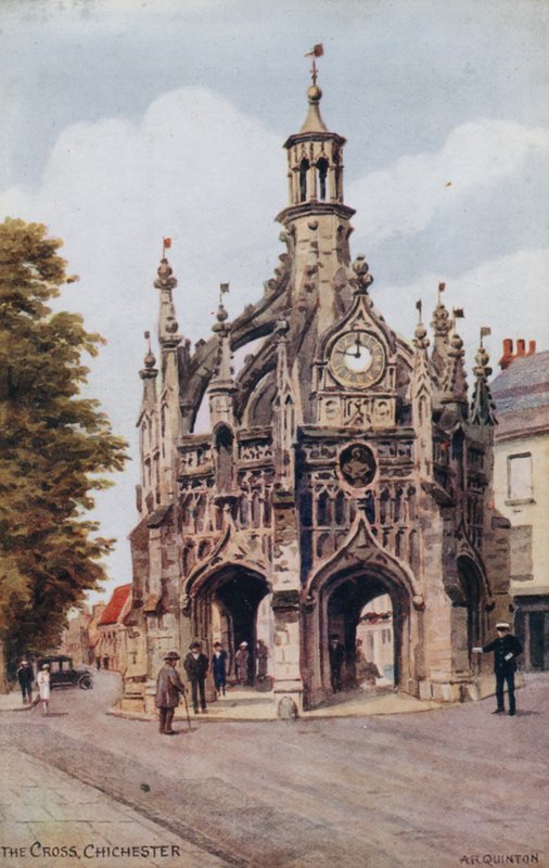 The Cross, Chichester (färg litho) av Alfred Robert Quinton