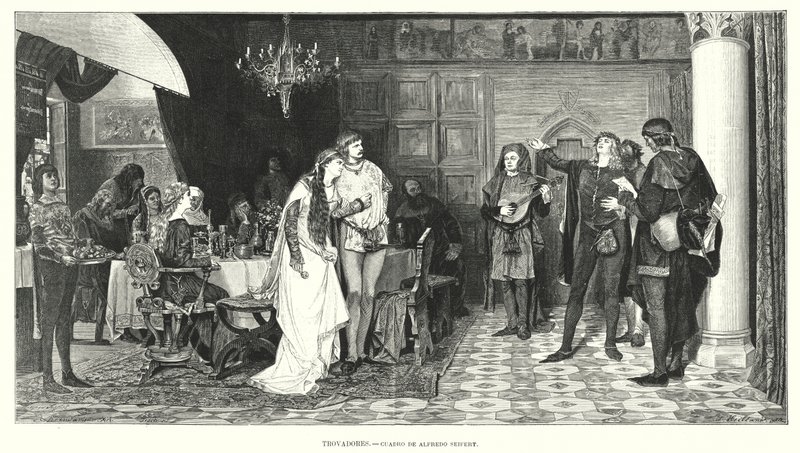 Trubadorer (litho) av Alfred Seifert