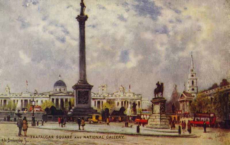 Trafalgar Square och National Gallery av Alfred de Breanski