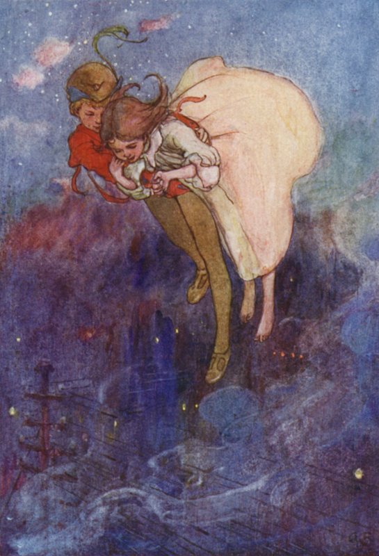 Bort flöt de (färg litho) av Alice Bolingbroke (after) Woodward