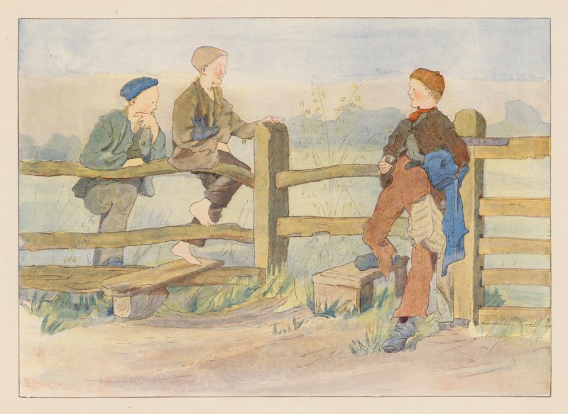 Blivande tjuvskyttar (färglitografi) av Alice Maud Beddington