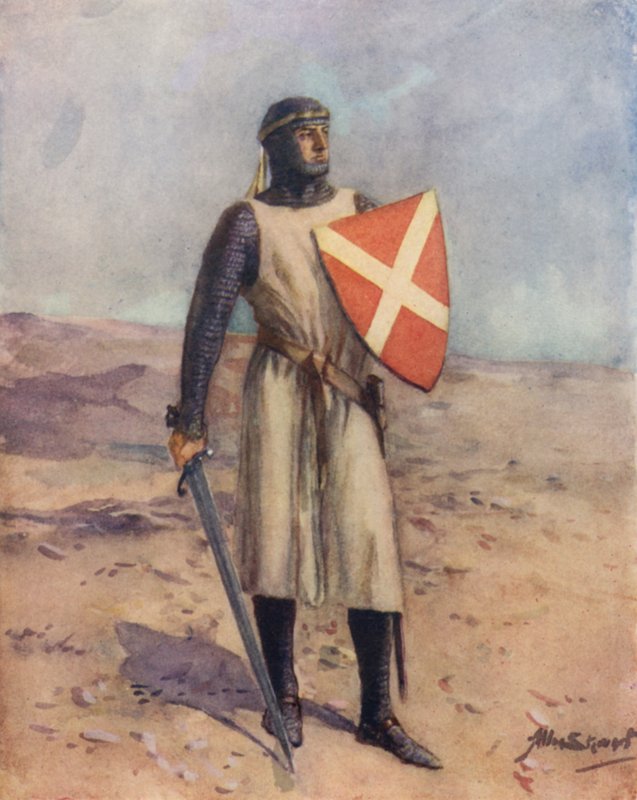 Knight of St John (färg litho) av Allan (after) Stewart