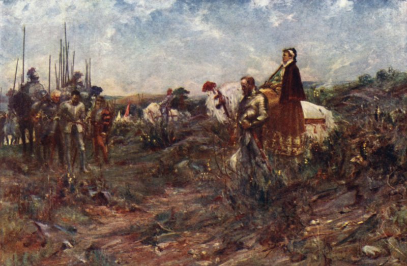 Queen Mary på Carberry Hill (färg litho) av Allan Stewart
