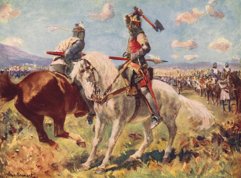 Slaget vid Bannockburn (färglitografi) av Allan Stewart