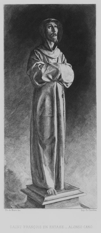 St Francis av Assisi i extas (litho) av Alonso Cano