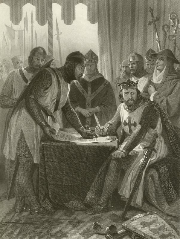 Kung John undertecknade Magna Carta, 1215 av Alonzo Chappel
