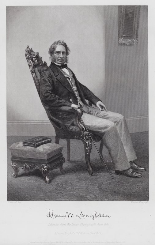 Henry Wadsworth Longfellow (gravyr) av Alonzo (after) Chappel