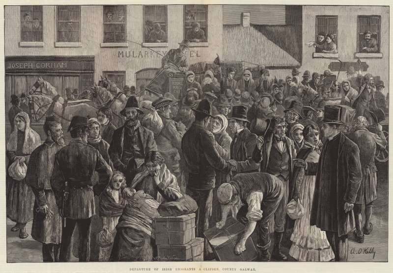 Irländska emigranters avgång vid Clifden, County Galway av Aloysius O