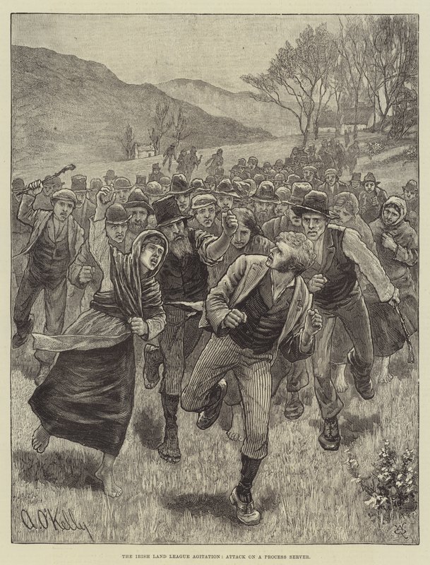 The Irish Land League Agitation, attack mot en processserver av Aloysius O