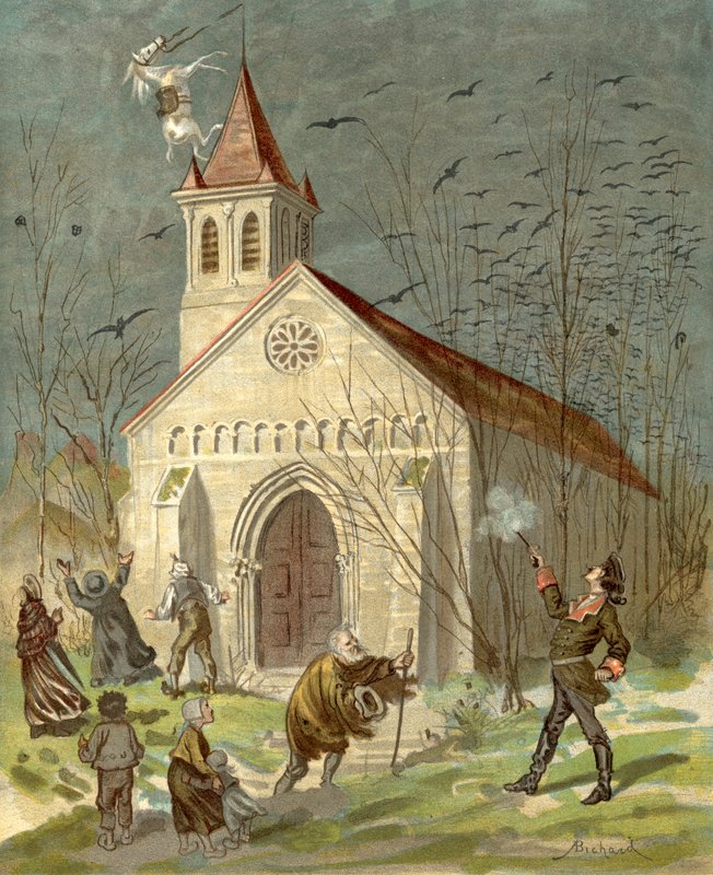Baron Munchausens äventyr (chromolitho) av Alphonse Adolphe Bichard