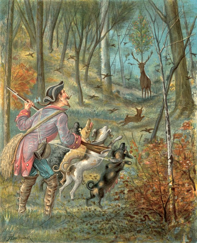 Baron Munchausens äventyr (chromolitho) av Alphonse Adolphe Bichard