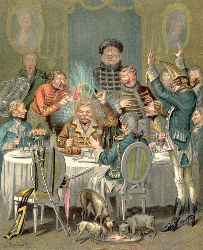 Baron Munchausens äventyr (chromolitho) av Alphonse Adolphe Bichard