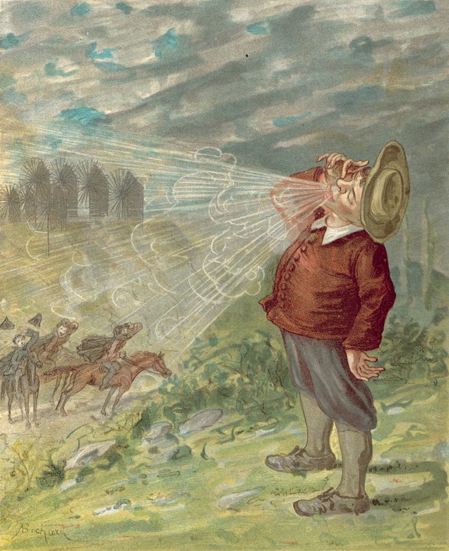 Baron Munchausens äventyr (chromolitho) av Alphonse Adolphe Bichard